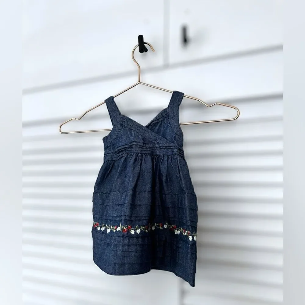 Janie and Jack Dress chambray Denim Sleeveless Size 3-6 Months